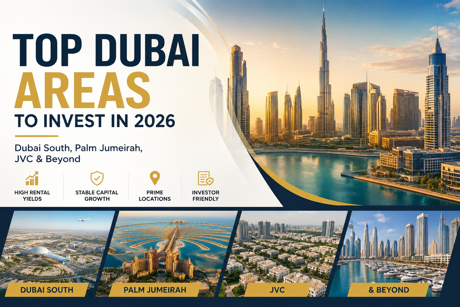 Top Dubai Areas to Invest in 2026: Dubai South, Palm Jumeirah, JVC & Beyond