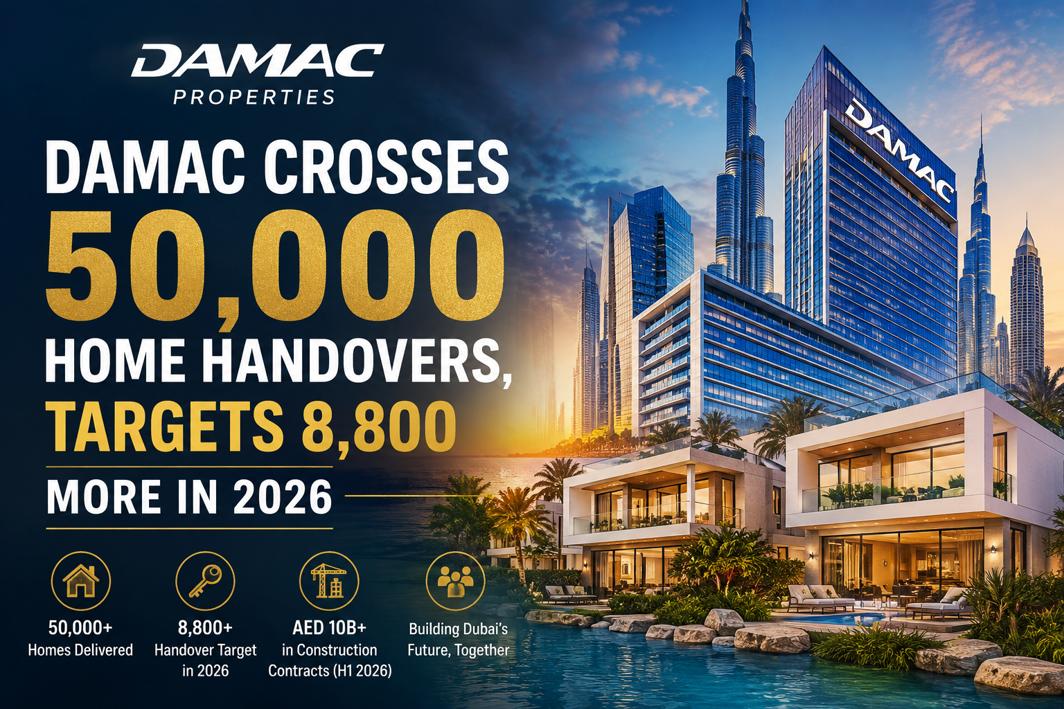 Dubai Developer DAMAC Crosses 50,000 Home Handovers, Targets 8,800 More in 2026
