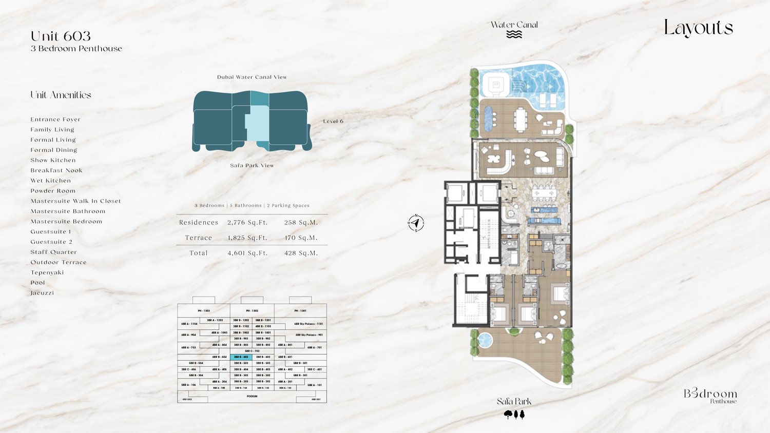 AHS Casa Canal 3 BR Penthouse Floor Plan