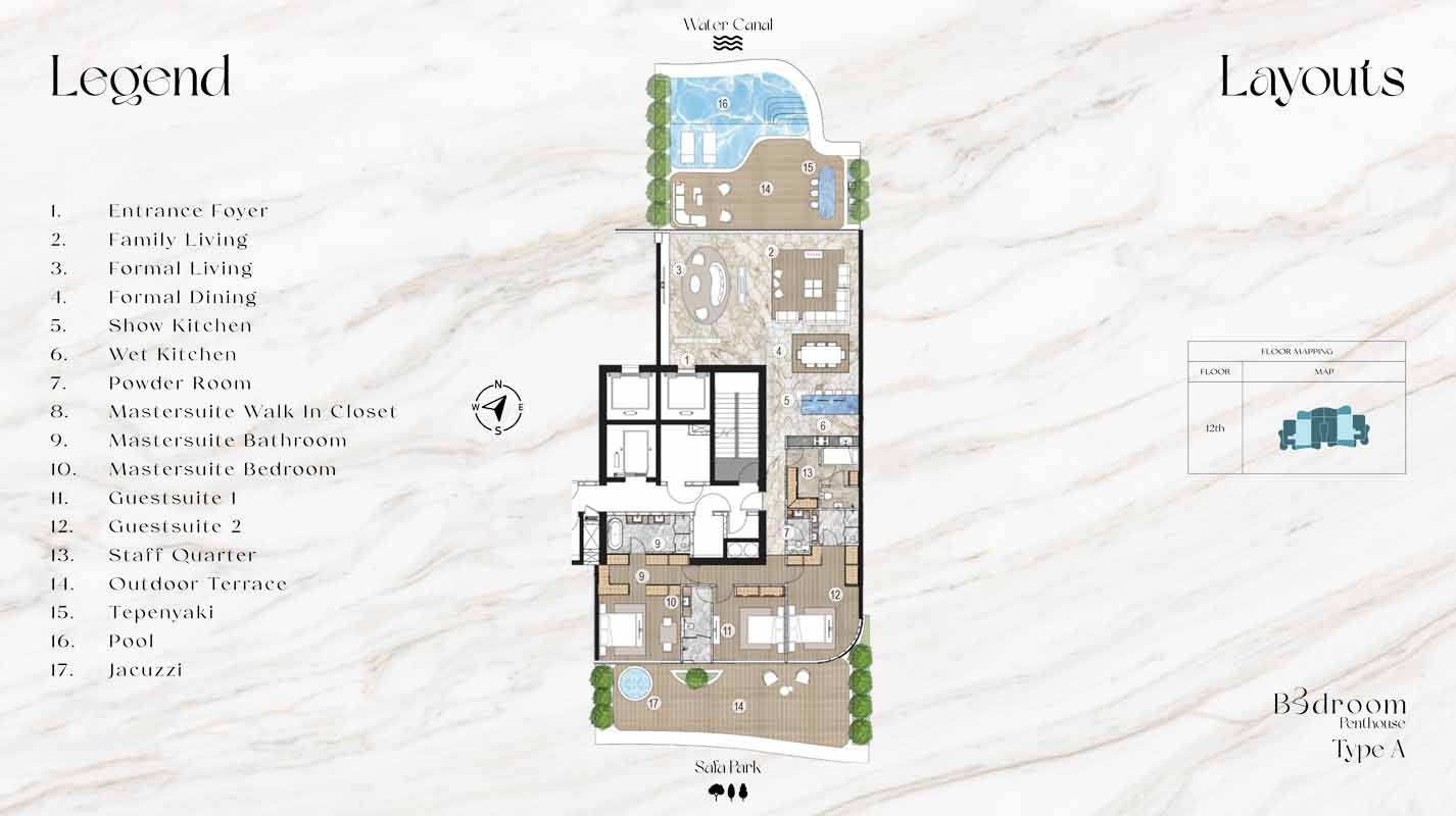 AHS Casa Canal 3 BR Villa Floor Plan