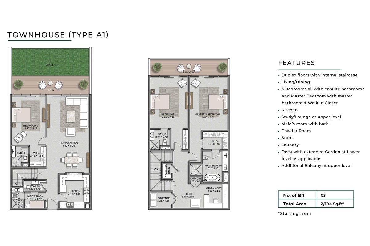 Aman at Reem Hills 3 BR Townhouse Floor Plan