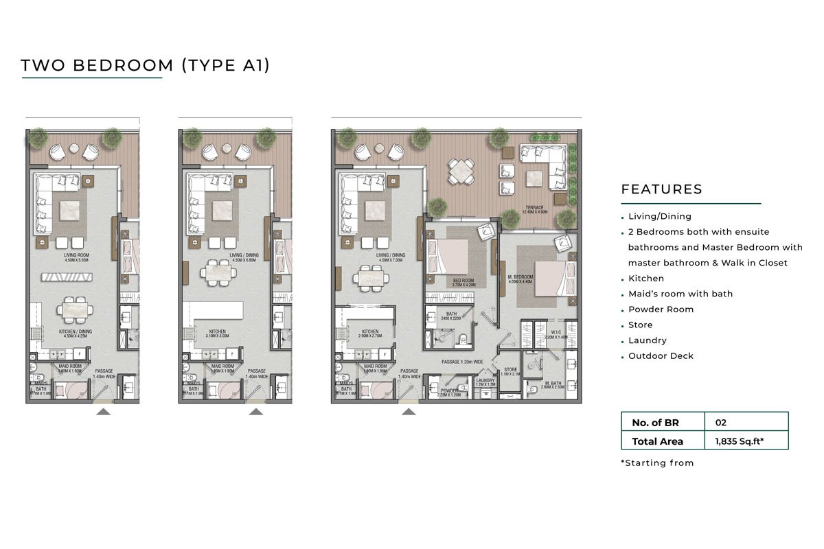 Aman at Reem Hills 2 BR Apartment Floor Plan