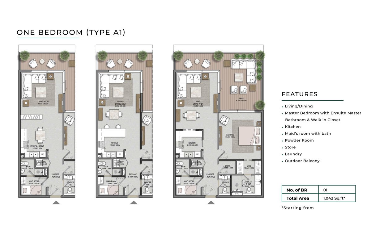 Aman at Reem Hills 1 BR Apartment Floor Plan