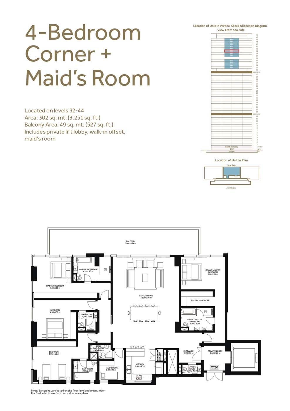 1 JBR Apartments Floor Plan