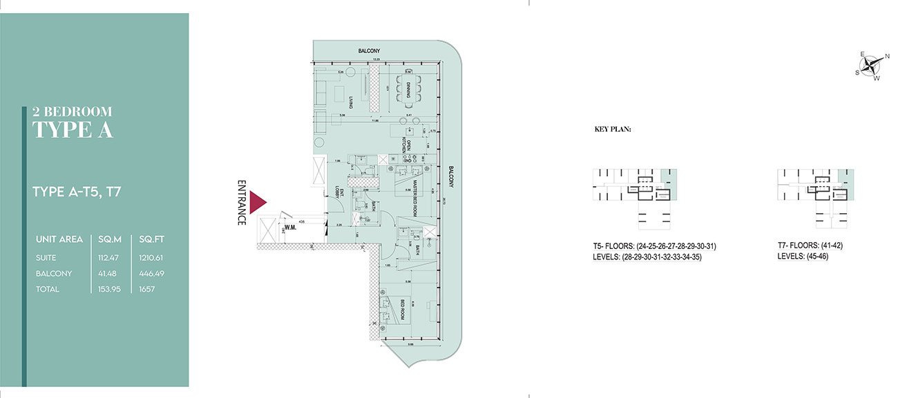 Society House at Downtown Dubai 2 BR Apartment Floor Plan