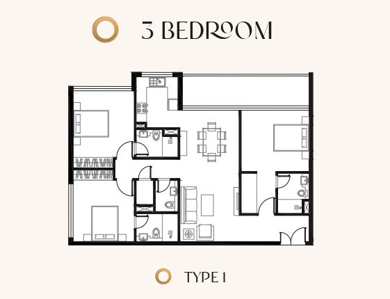 Kyoto by Oro24 3 BR Apartment Floor Plan