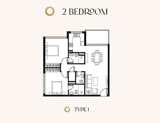 Kyoto by Oro24 2 BR Apartment Floor Plan
