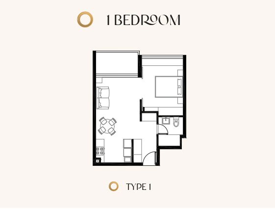 Kyoto by Oro24 1 BR Apartment Floor Plan