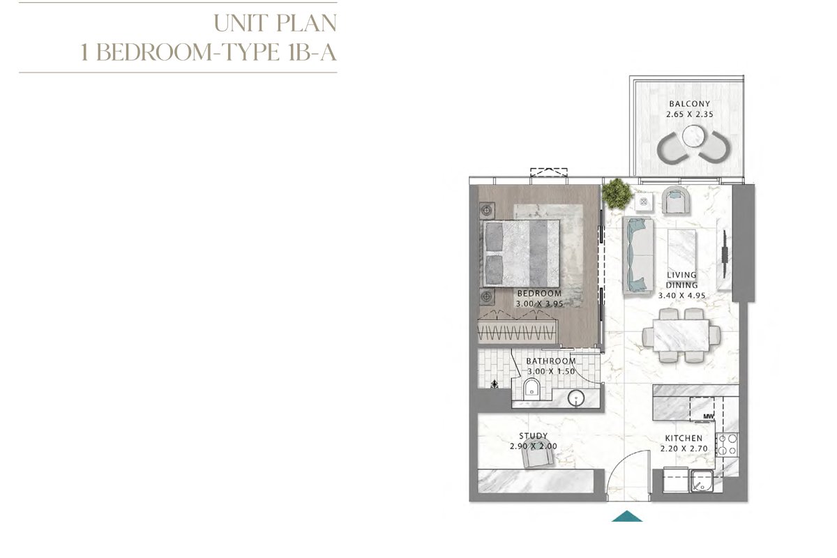 Golf Gate 2 1 BR Apartment Floor Plan