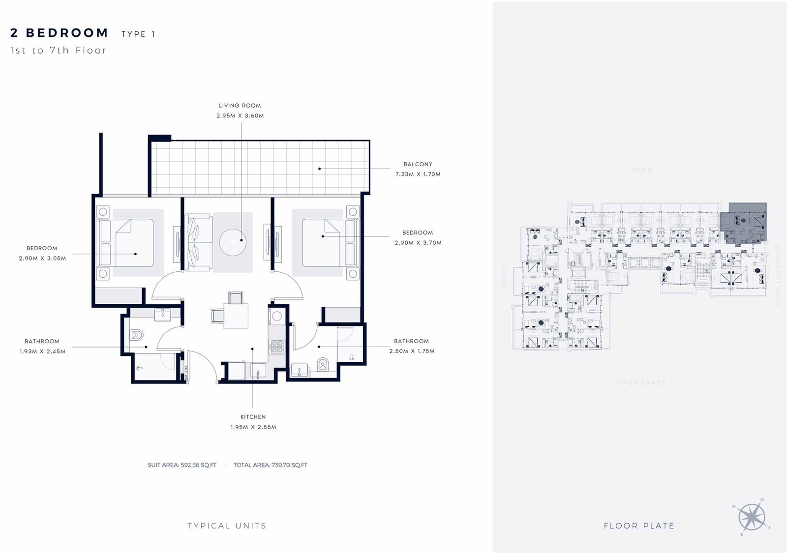 Azizi Riviera 63 2 BR Apartment Floor Plan