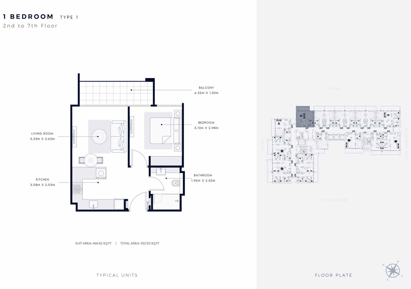 Azizi Riviera 63 1 BR Apartment Floor Plan