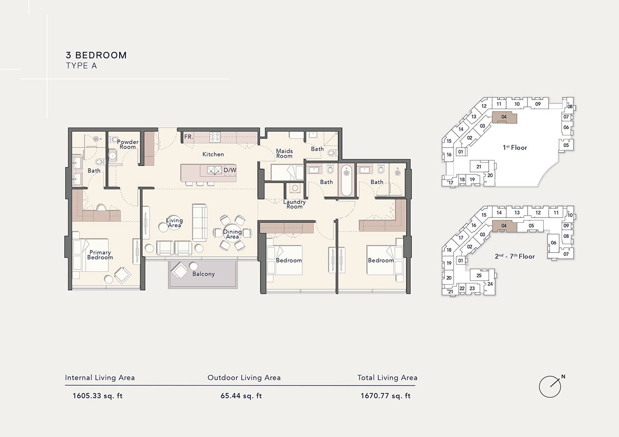 Ellington Arbor View 3 BR Apartment Floor Plan