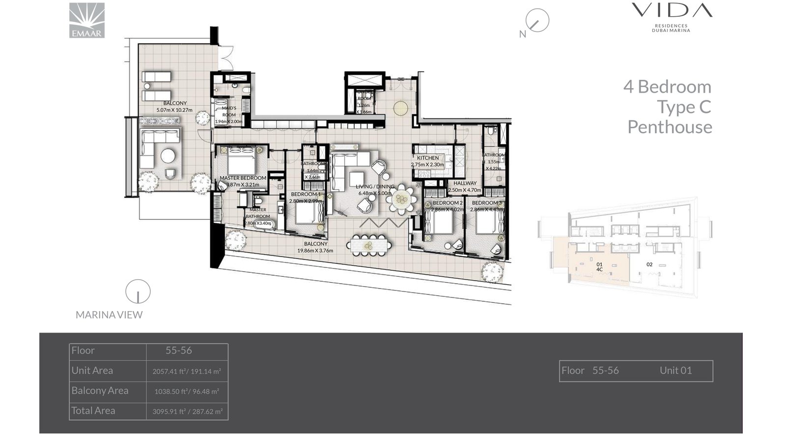 Vida Residences Dubai Marina Floor Plan