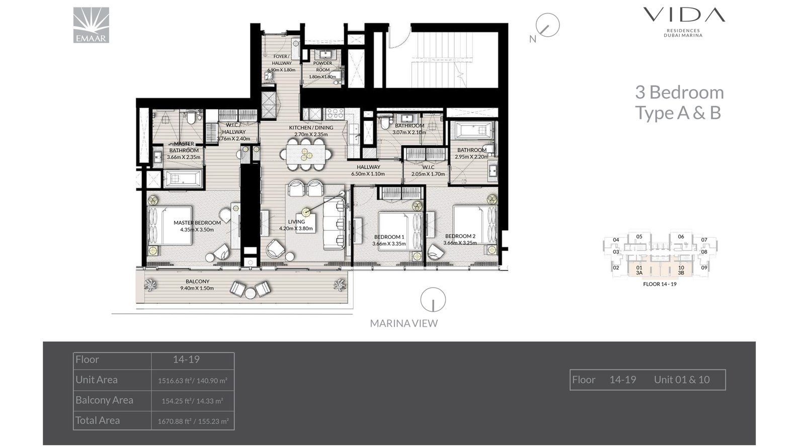 Vida Residences Dubai Marina Floor Plan
