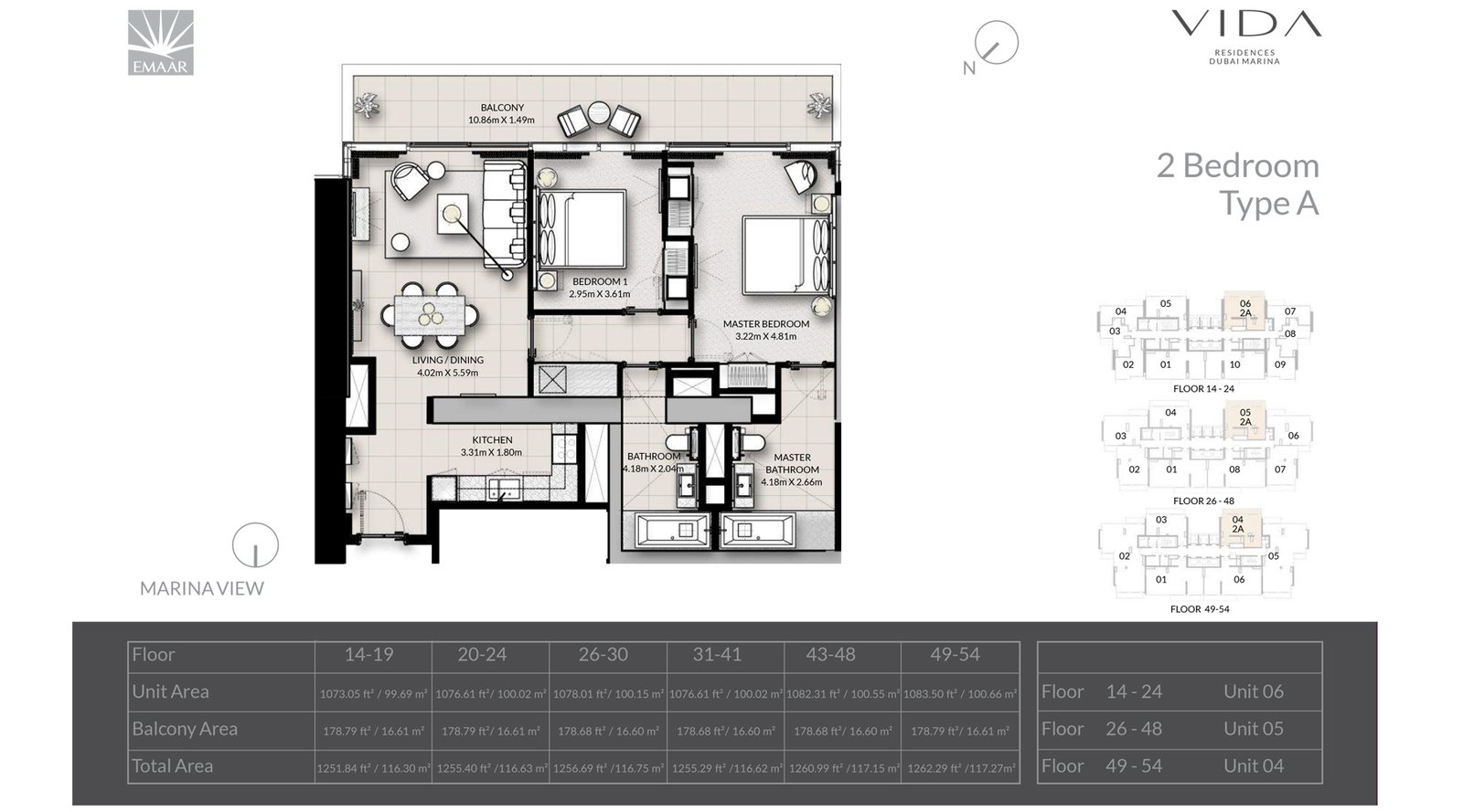 Vida Residences Dubai Marina Floor Plan