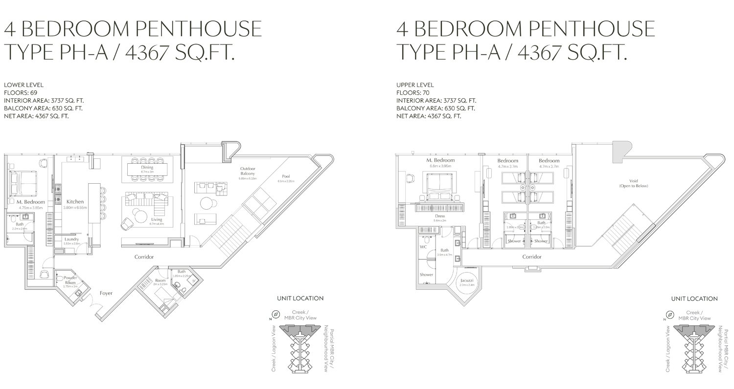 Regalia Tower by Deyaar 4 BR Penthouse Floor Plan