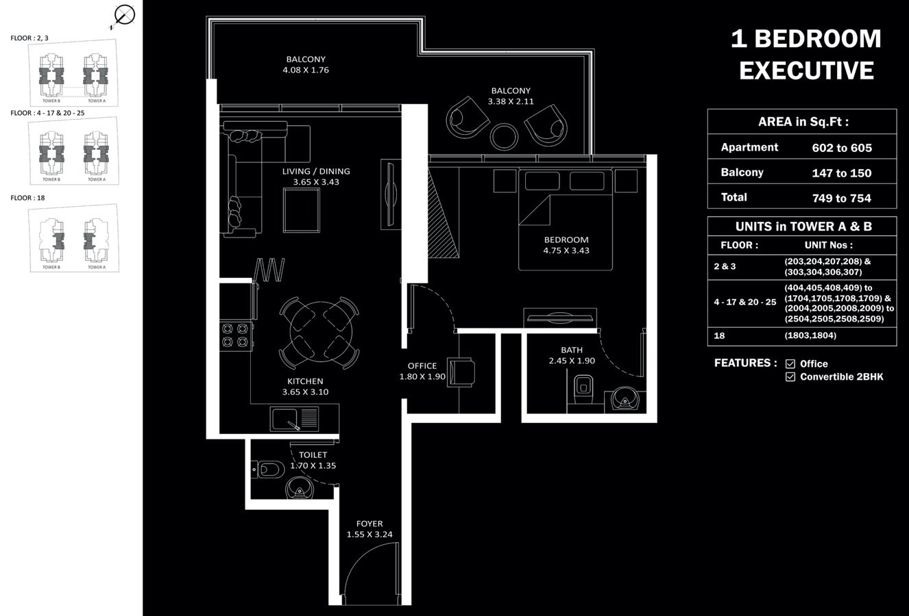 Danube Elitz Phase 2 1 BR Apartment Floor Plan