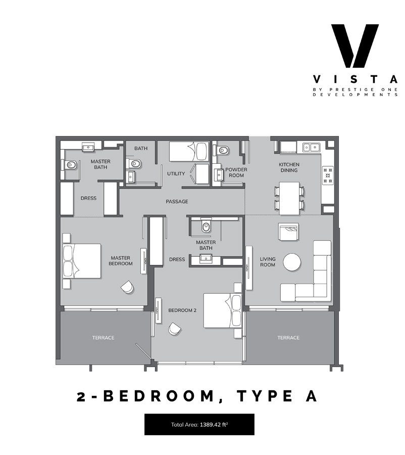 Vista by Prestige One 2 BR Apartment Floor Plan