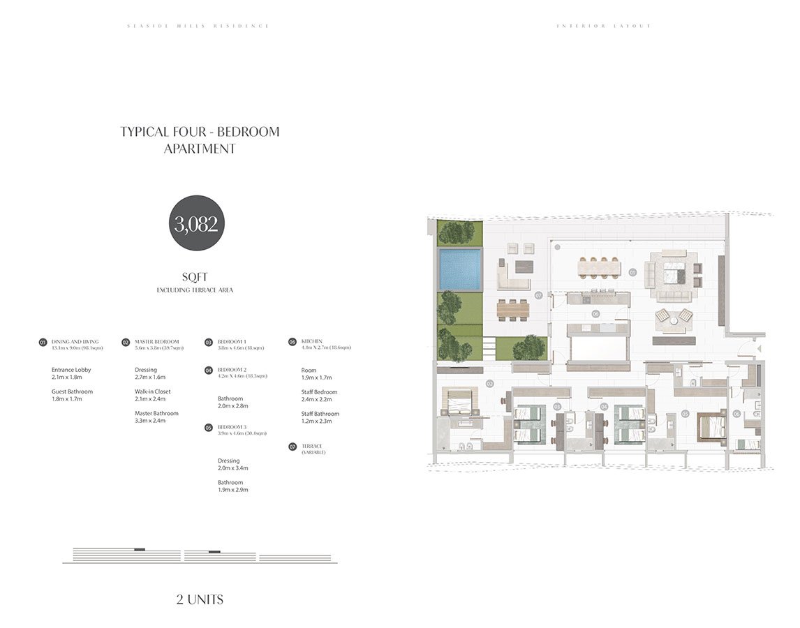 Beach Hills at Al Zorah 4 BR Villa Floor Plan