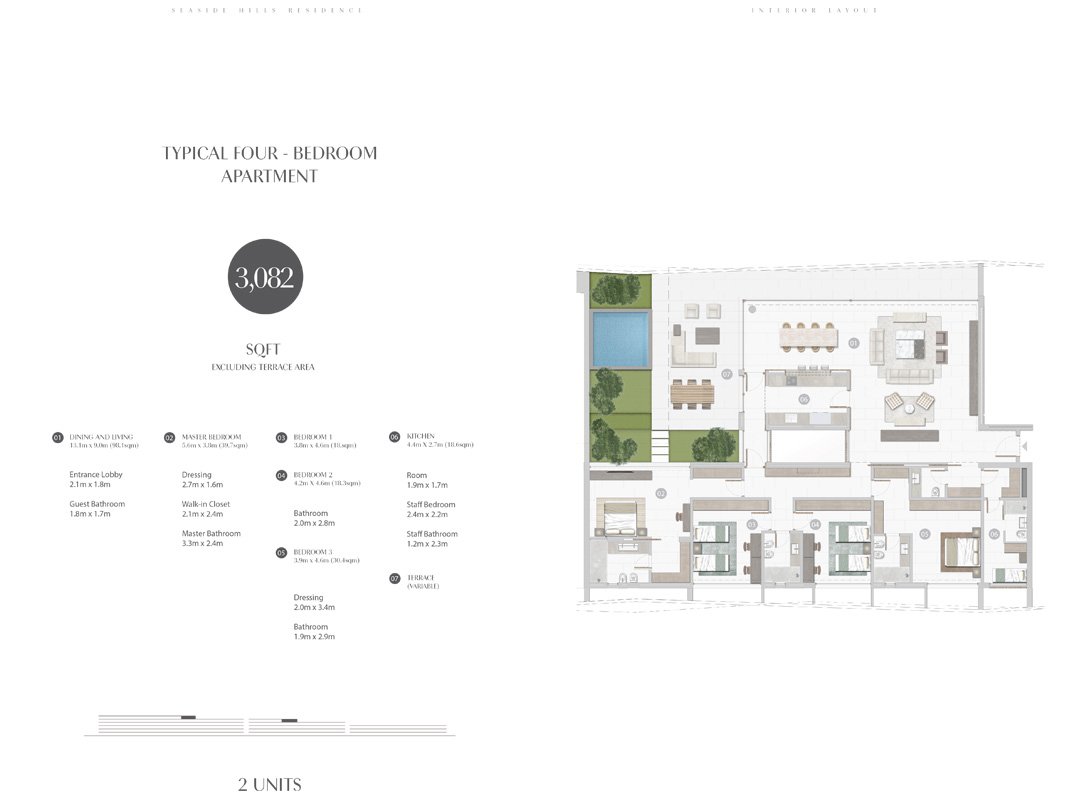 Seaside Hills at Al Zorah 4 BR Apartment Floor Plan