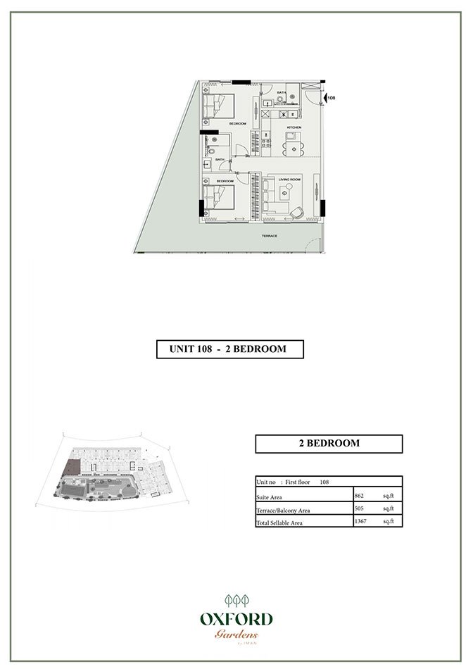 Oxford Gardens 2 BR Apartment Floor Plan