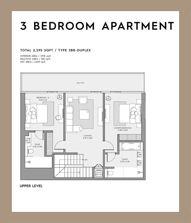 Mar Casa by Deyaar 3 BR Duplex / Triplex Floor Plan