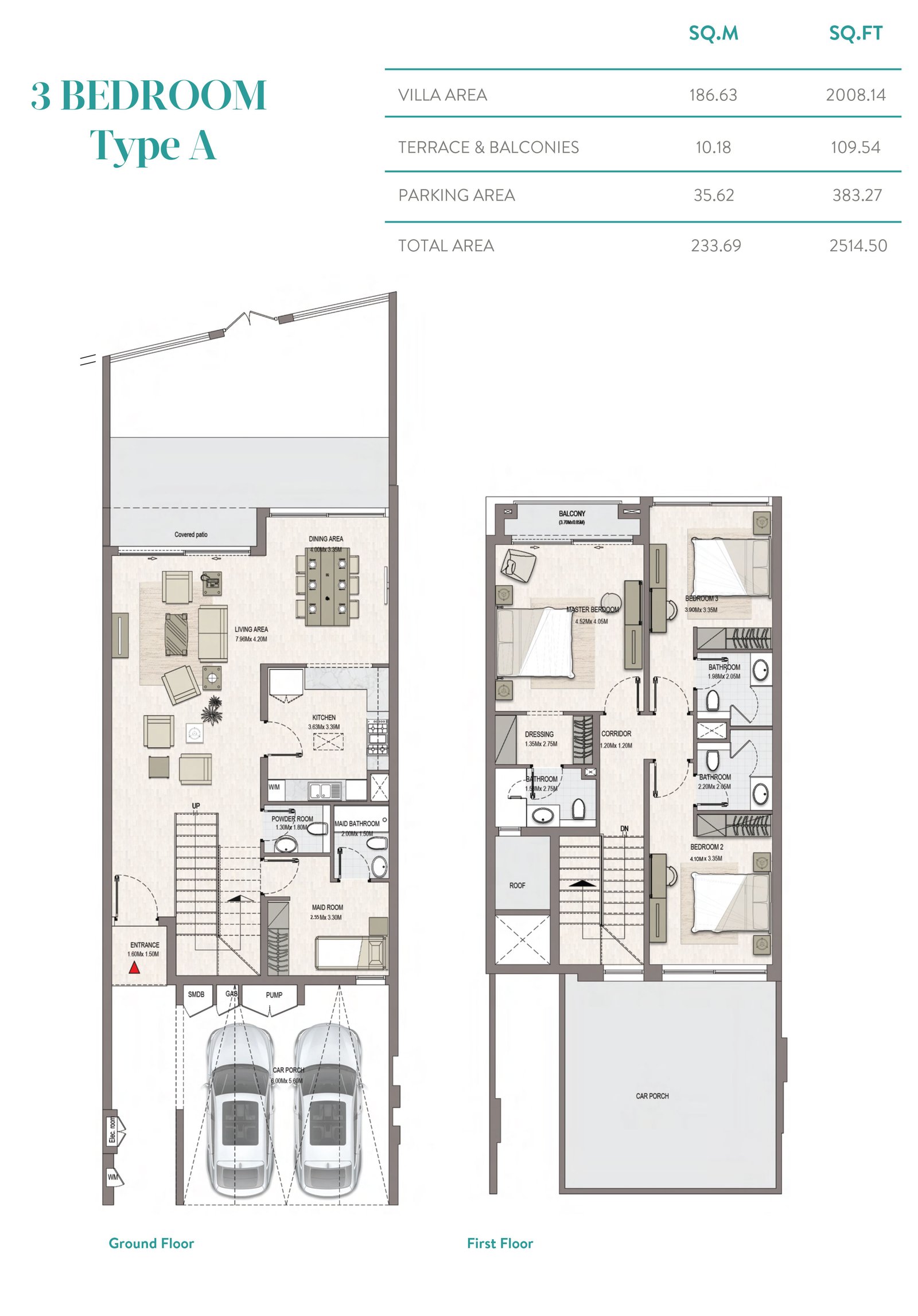 Marbella Villas 2 3 BR Villa Floor Plan