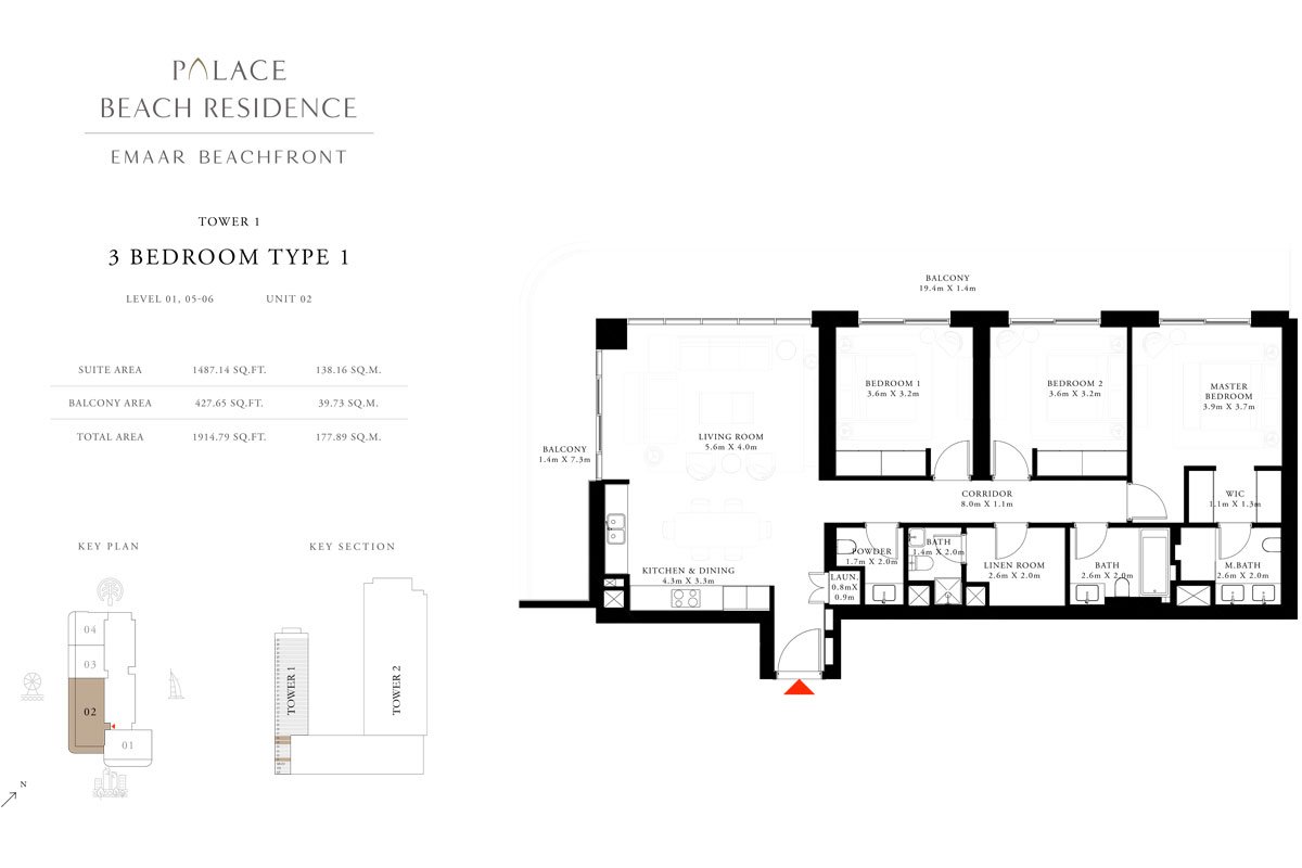 Palace Beach Residence Floor Plan