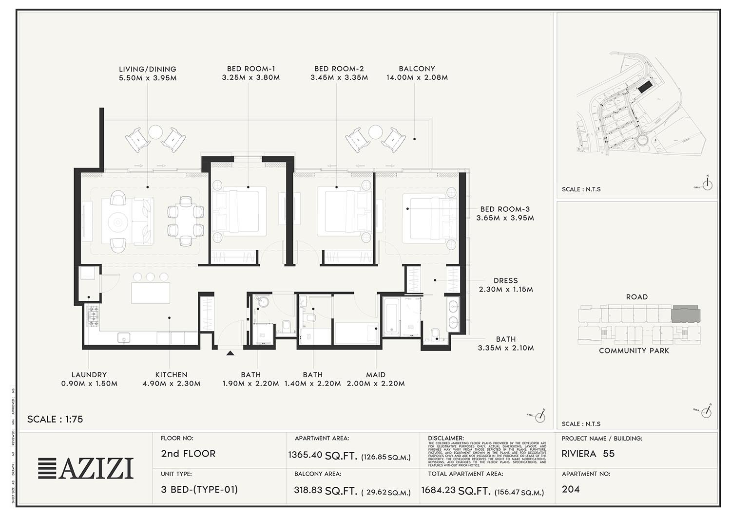 Azizi Riviera 55 Floor Plan